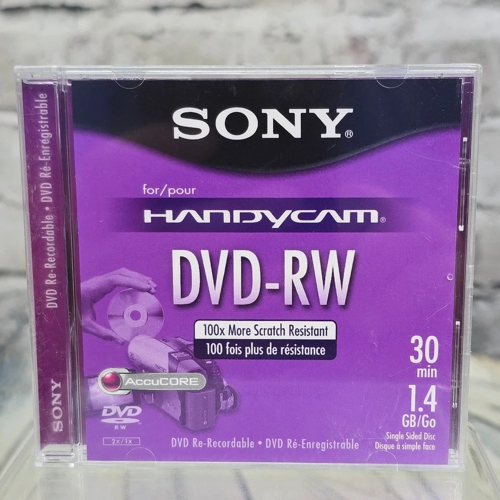 Sony Handycam DVD-RW 30min 1.4GB 8cm Blank Discs 3-Pack DMW30L2 Purple AccuCORE